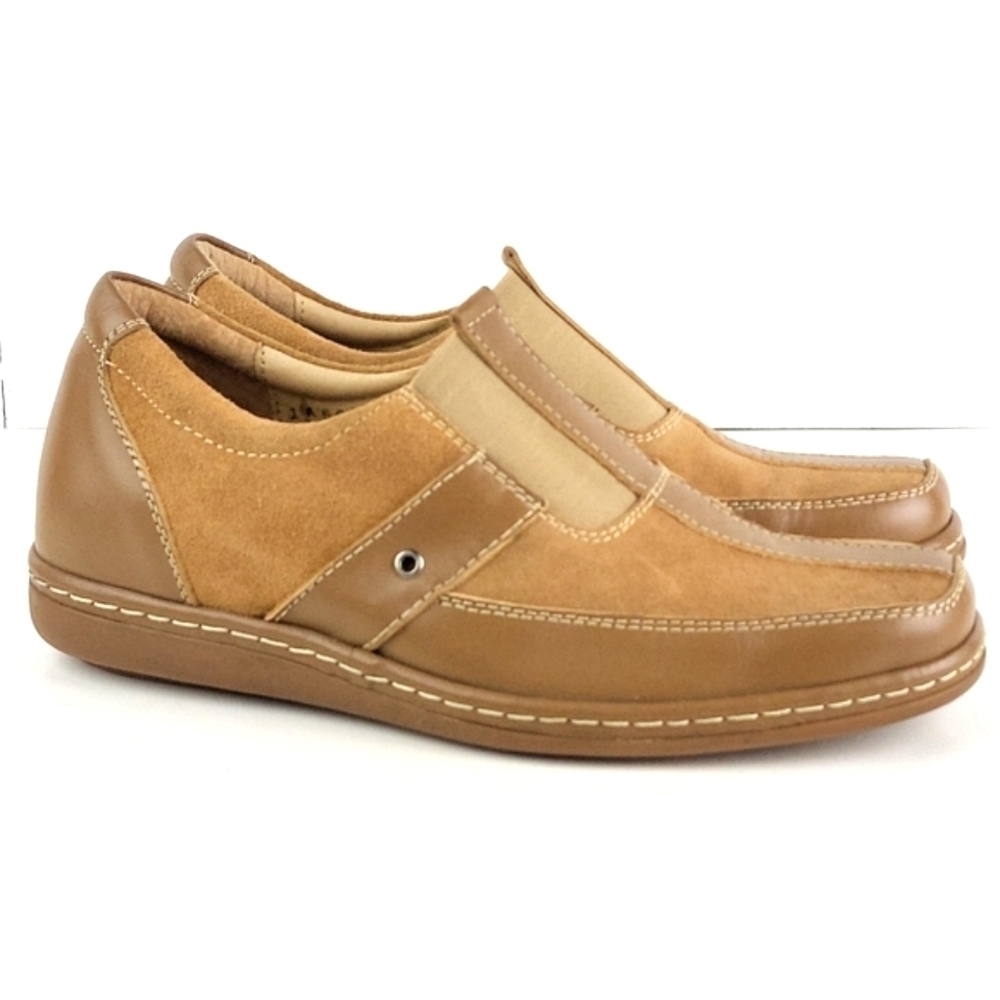 Calden Suede Leather Slip-on Casual Loafer Elevator Shoe Tan Men's Size 7 - Picture 3 of 16